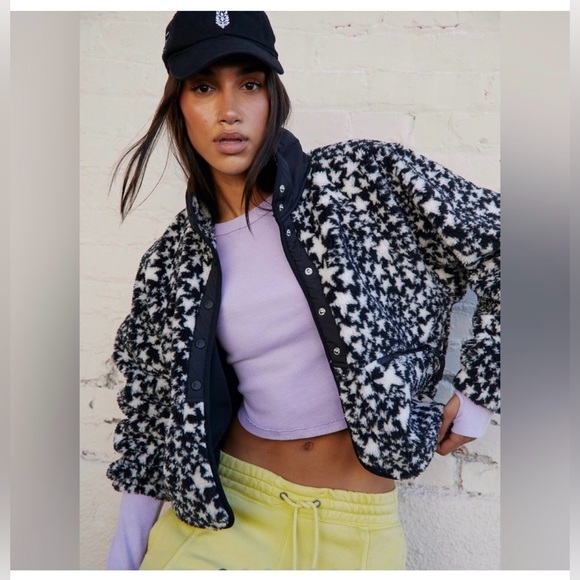 FP Movement by Free People Jackets & Blazers - Free People Movement Hit The Slopes Fleece Jacket Starry Eyed Black Combo XS